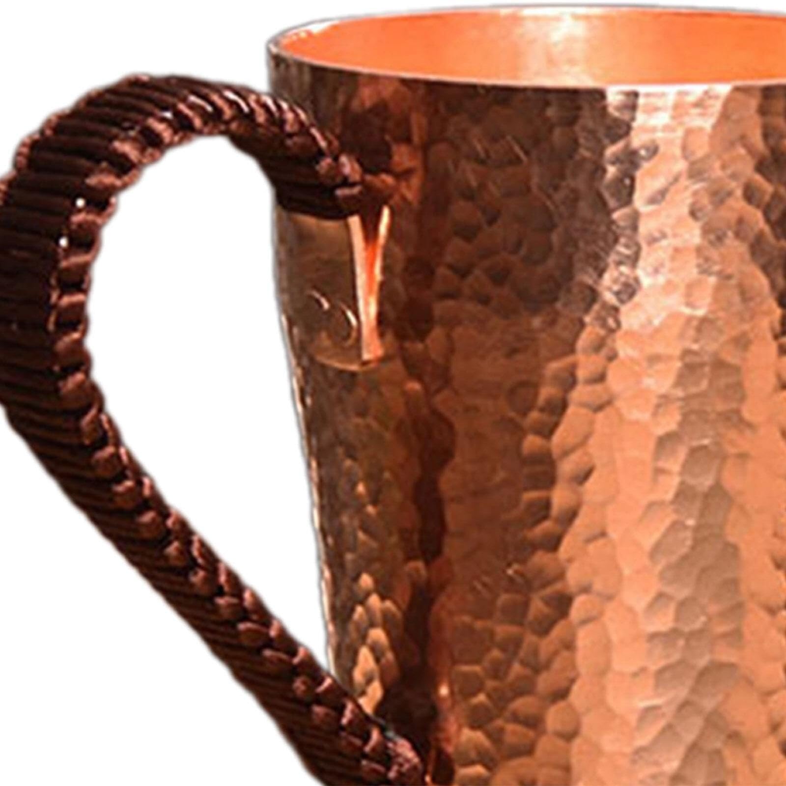 Kubek miedziany 400 ml, ręcznie wykonany kubek do picia z masywnej miedzi, do gorących i zimnych napojów, herbaty, kawy, tradycyjnej miedzi ajurwedyjskiej, jako prezent