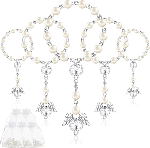30 piezas de rosario de bautismo, rosario pequeño con bautismo de ángel, recuerdos de fiesta para invitados, rosario de dedo con 30 bolsas de