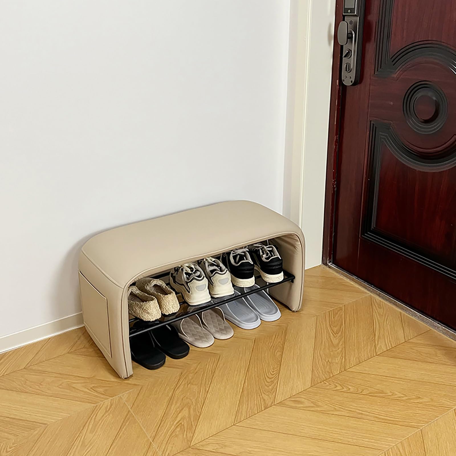 LWJSOCP Entryway Shoe Bench with Cushion Space-Saving Shoe Storage nizer Stylish Hallway Fur Perfect for Home Entryway Décor and Easy Access to Shoes