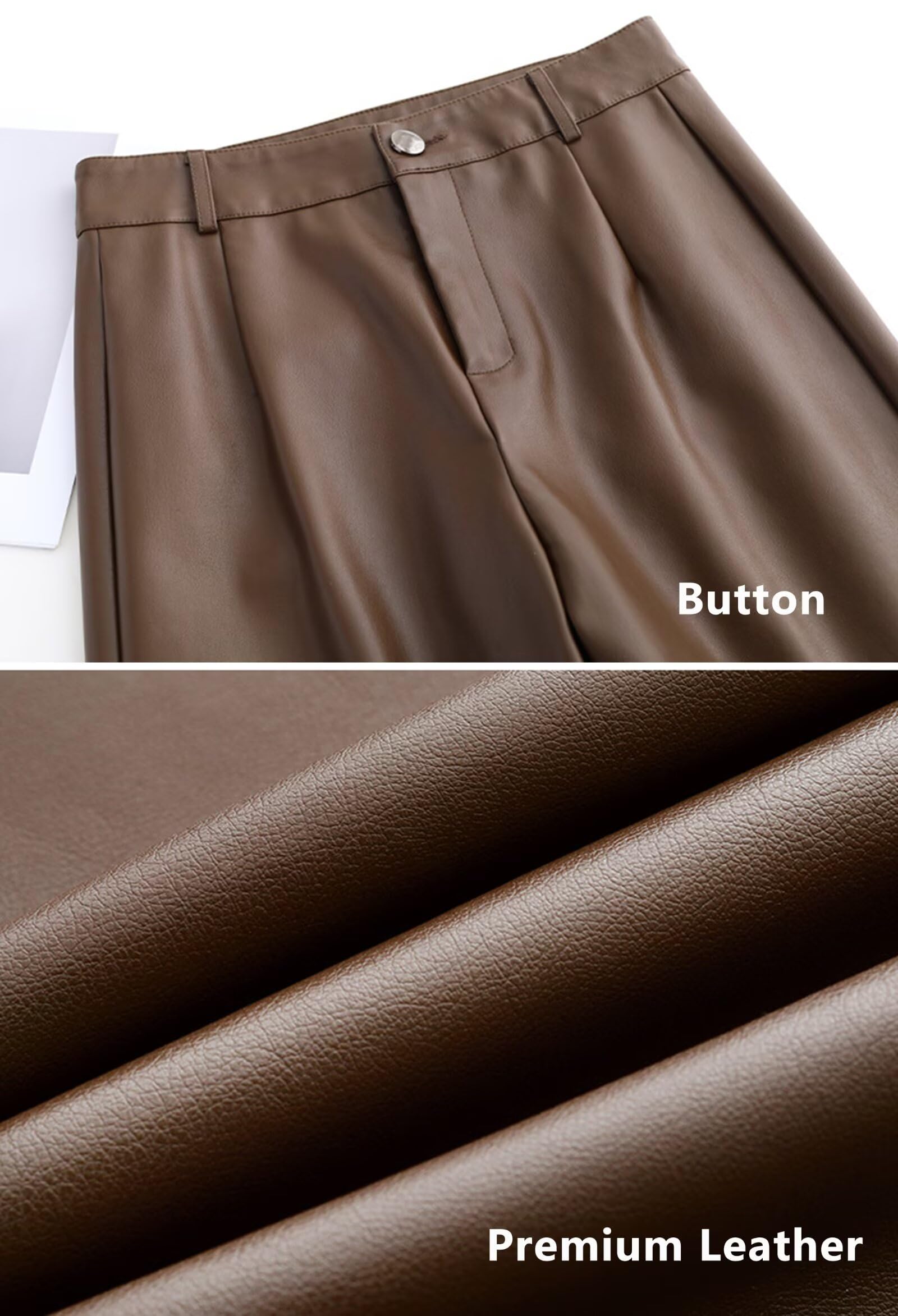 HNVAVQ Pantalones de Cuero para Mujer, Cintura Alta, Informales, para Oficina