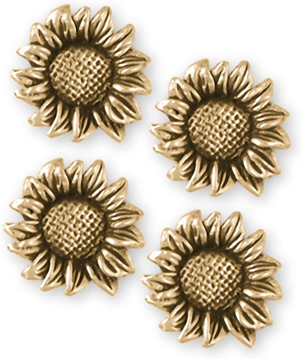 Sunflower Tuxedo Studs Jewelry 14k Gold Vermeil Handmade Sunflower Tuxedo Studs SF6-STDVM