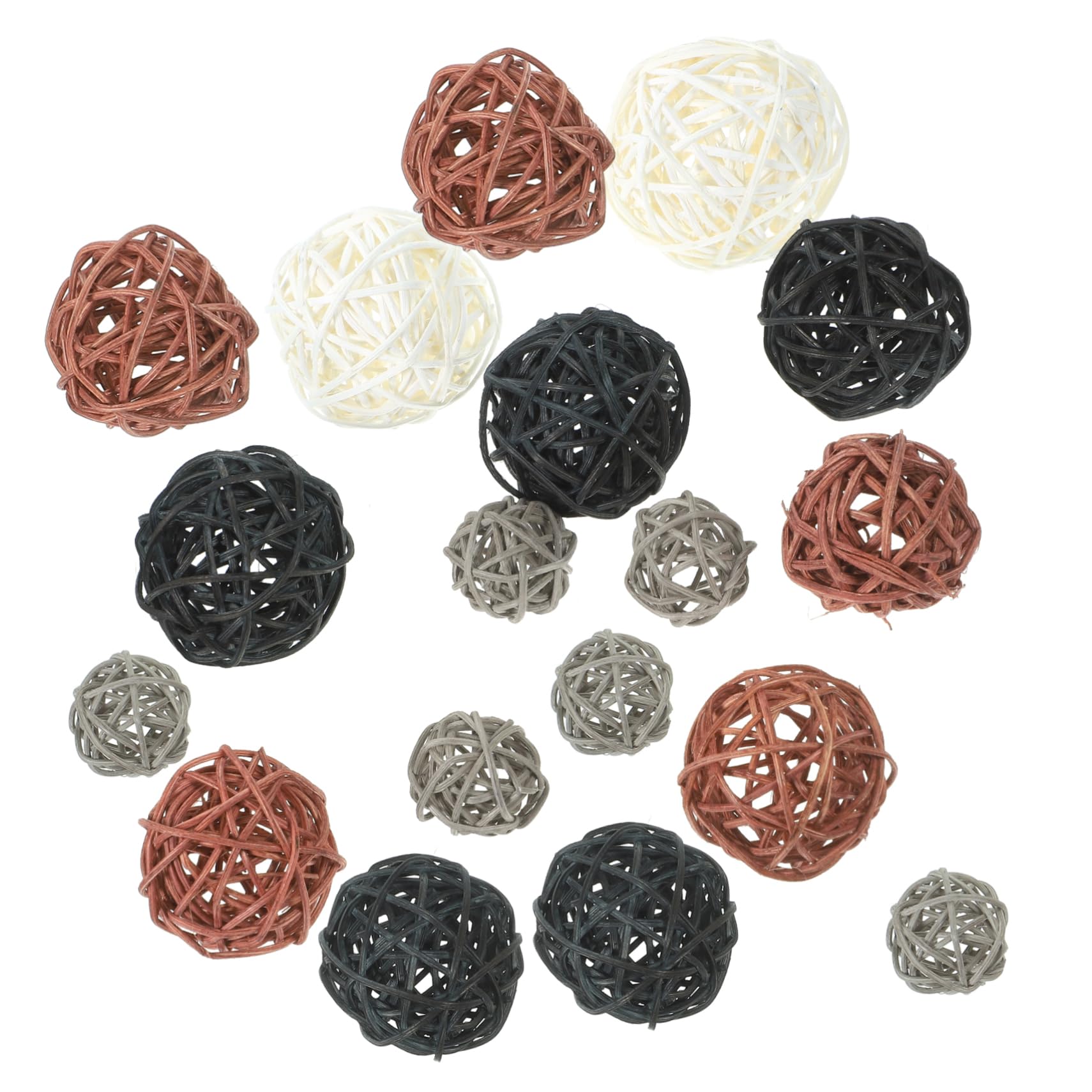 Cabilock 144 Piezas Decoración de Bolas de Mimbre Takraw batería de Luces de Hadas Bolas de Musgo árbol Juguetes para Mascotas Colgante de Bolas de ratán Manualidades Creativas Rota
