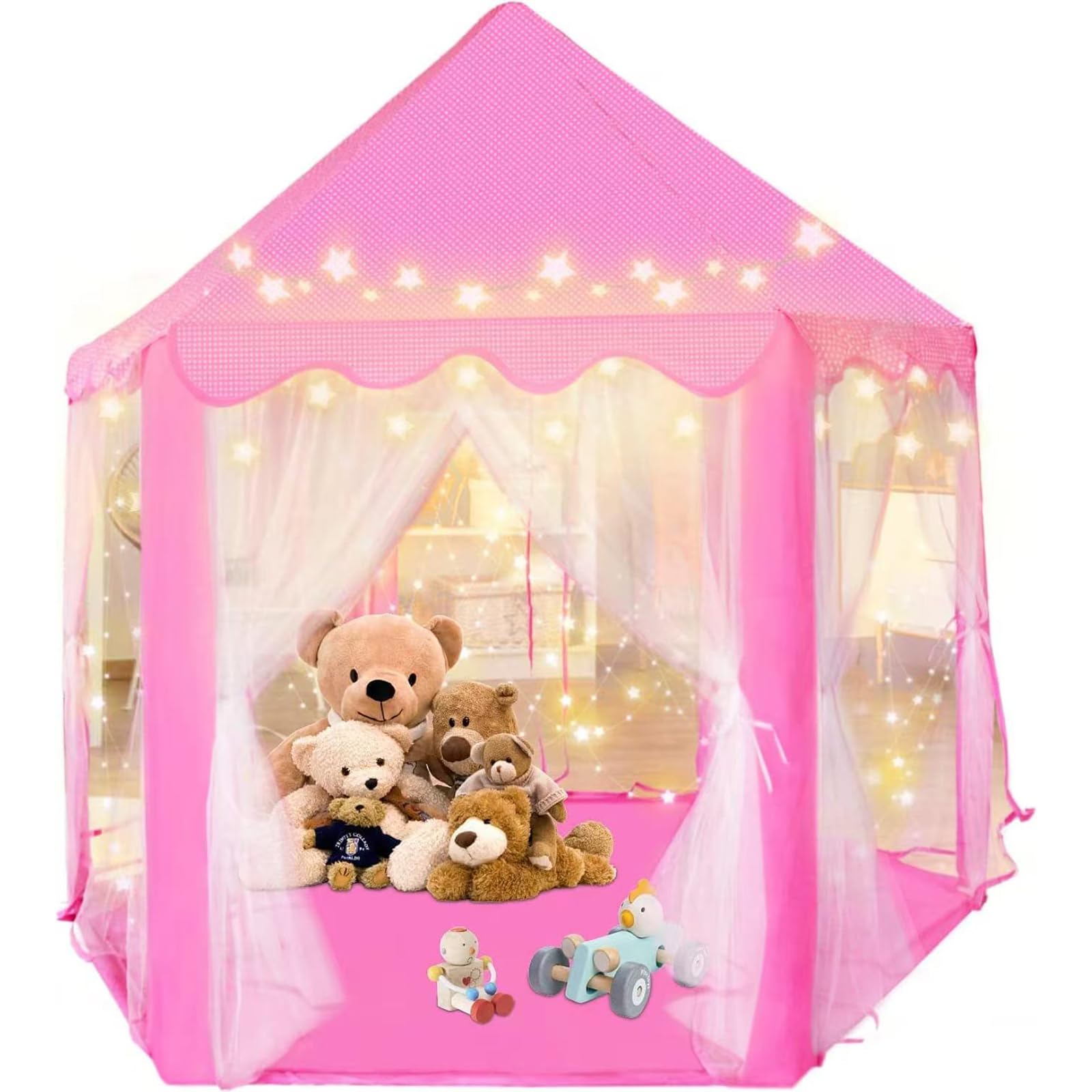 Kid's Play Tent, Ceither Princess Castle Girls Playhouse with Star Lights, 55