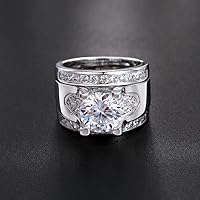 Vista 5 de Juego de 3 piezas de anillos de boda de compromiso de circonita cúbica de corte redondo de 5.56 quilates para mujer