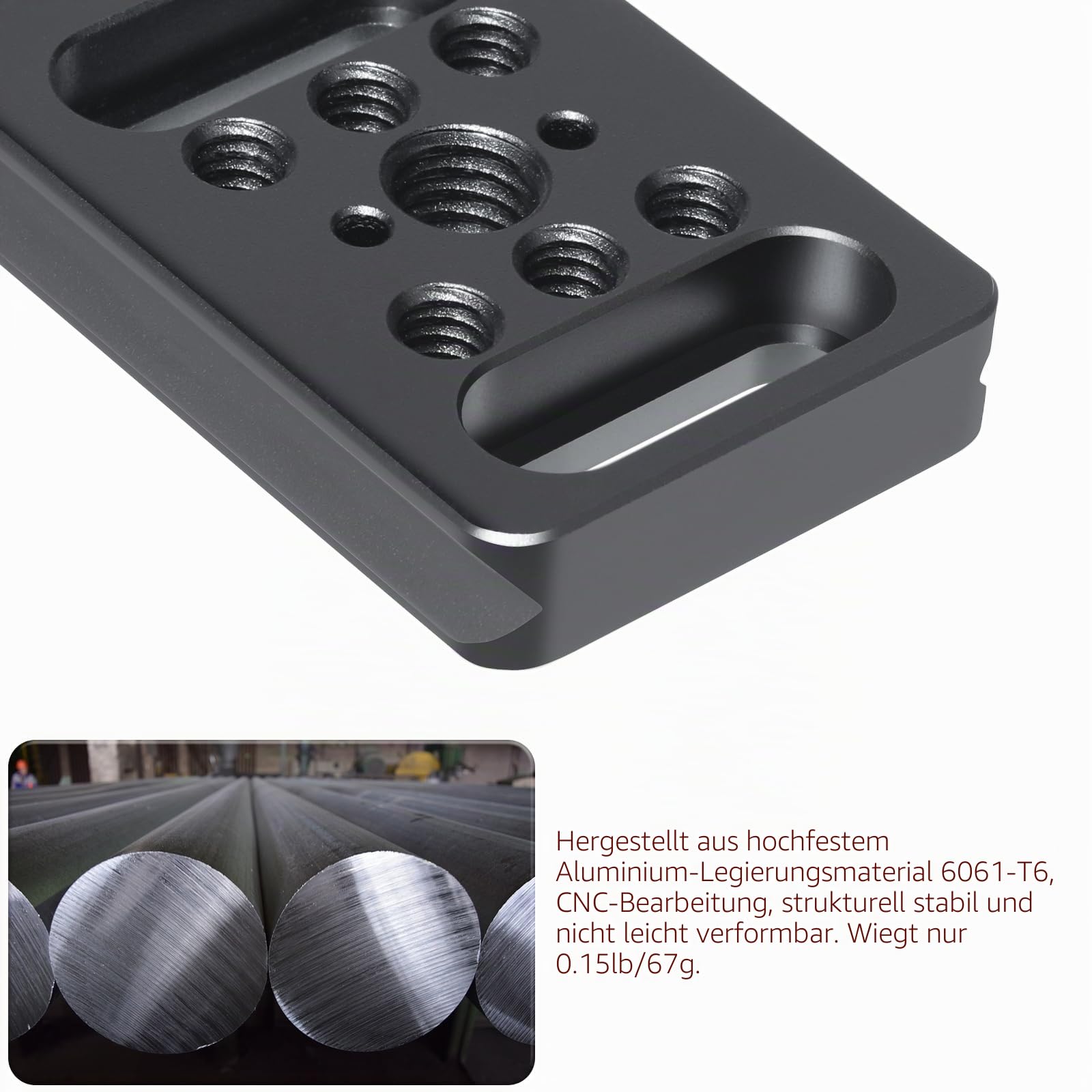 INNOREL CP1104 Multifunktions-Käseplatte mit 1/4 Zoll und 3/8 Zoll Gewinde, Schaltmontage, Arca-Swiss-Platte mit integrierten ARRI-Löchern für Kamera und Stativ, 2 Packungen