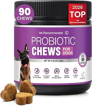 Probiotics for Dogs Dog Probiotics for Digestive Health Probiotic for Dogs Gut Health Itchy Skin Dog Probiotics for Diarrhea Dog Constipation Relief Gas for Dogs Immune Support Chicken Flavor 90ct