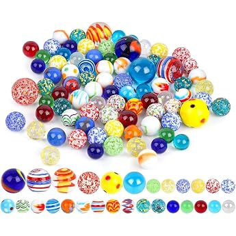 Jiahuade Glass Marbles, Pack of 85 Glass Marbles Adult Marble Game, 14-15 mm Colourful Marbles, Glass Decorative Toy, Transpa