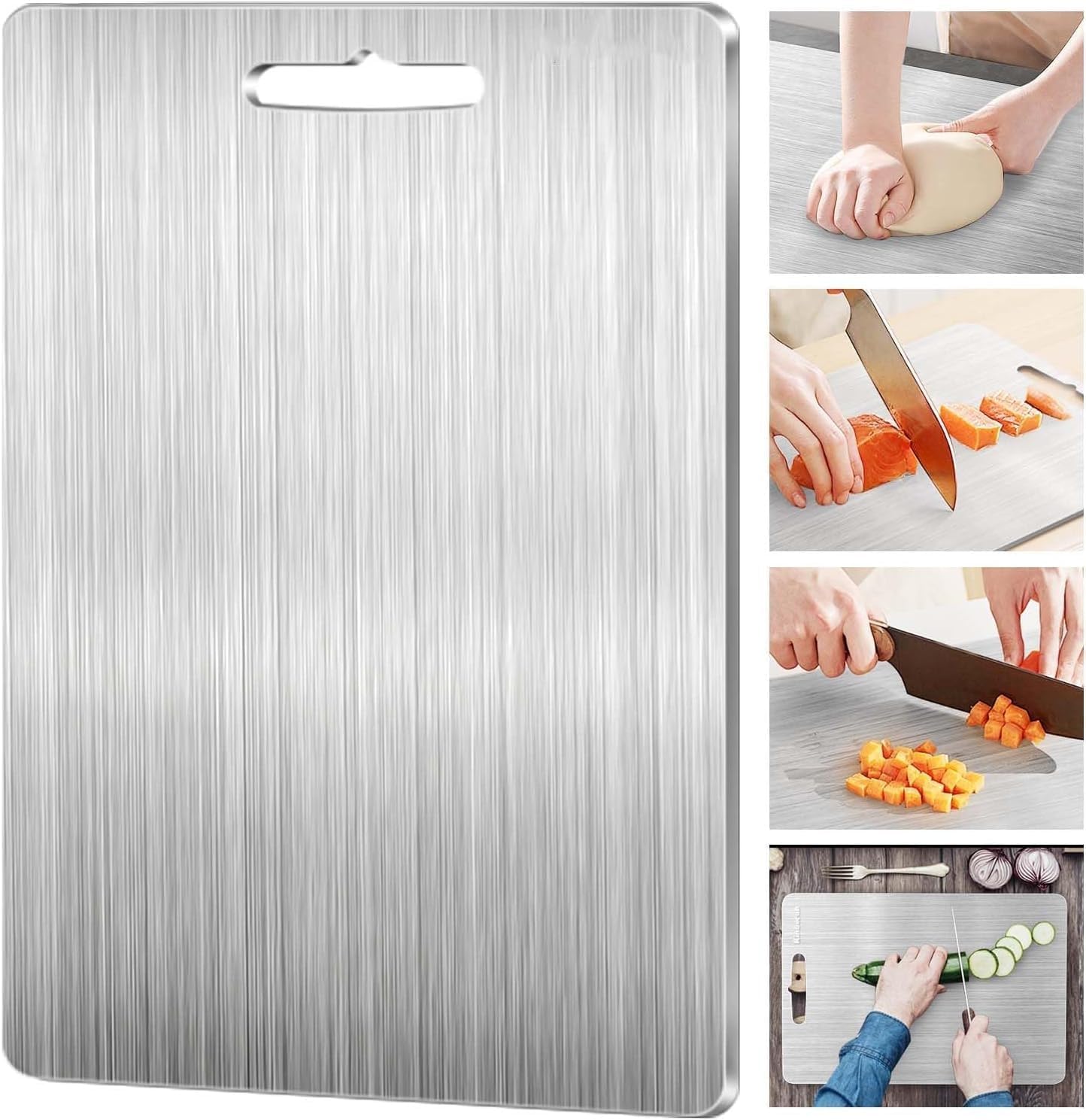 100% Pure Titanium Cutting Board - Cutting Boards for Kitchen - Dishwasher Safe Double-Sided Titanium Board Kitchen Necessities for Home Outdoor Camping Meal Prep (14 * 10 in)