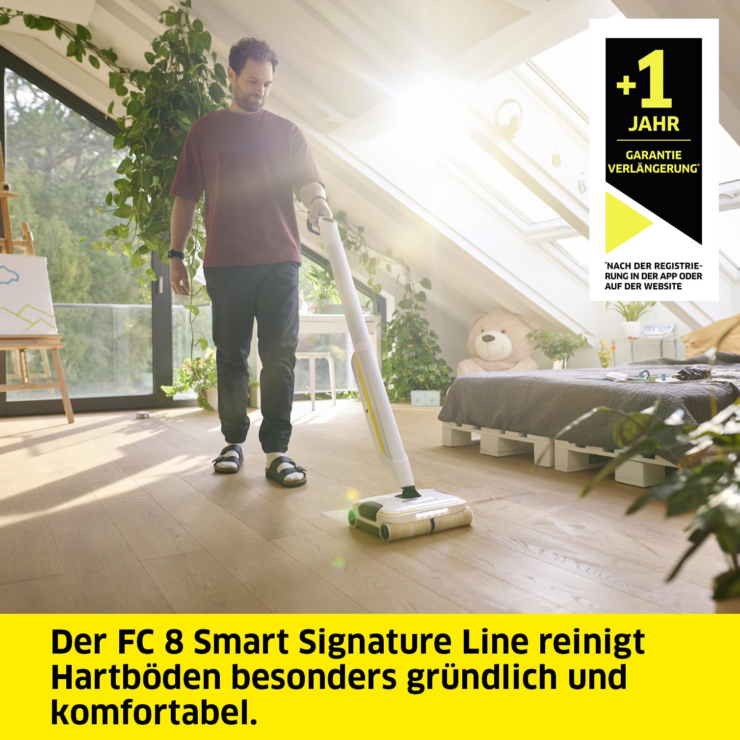 KÄRCHER Hartbodenreiniger FC 8 Smart Signature Line, kabelloser Bodenreiniger mit 4 rotierenden Mikrofaserwalzen, mit App, Akkulaufzeit: ca. 60 min, Flächenleistung pro Akkuladung: ca. 230 m²