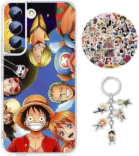 Funda para Samsung Galaxy S20 FE 5G de una pieza con diseño de anime Luffy con llavero Vision y 50 calcomanías Funda de silicona suave transparente