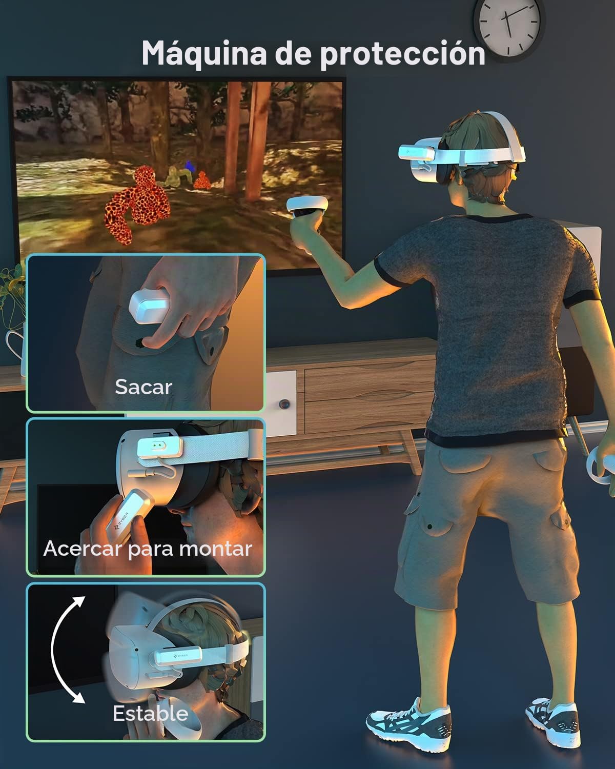 Zyber Banco de EnergíA de BateríA Magnética para Accesorios Quest 3, BateríA Recargable Compatible con Quest 2 Quest pro Pico 4, Que Ofrece MáS de 2 Horas Adicionales de Reproducción
