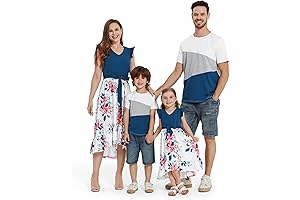 Matching Crewneck Ruffle Cuffs Floral Dresses for Me and Papa