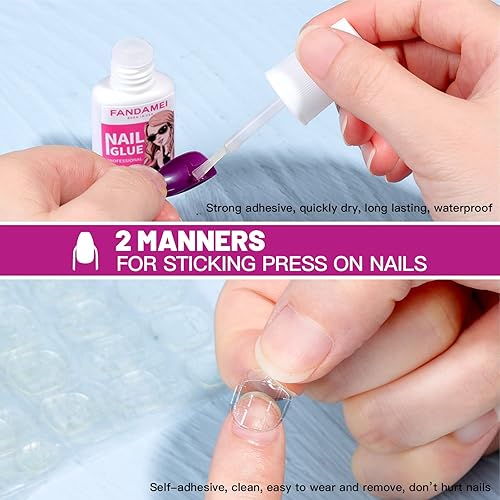 Miniatura 4 de FANDAMEI Uñas cortas a presión, 24 paquetes de 576 uñas cortas redondas a presión mate, uñas postizas pequeñas acrílicas de cobertura completa, uñas