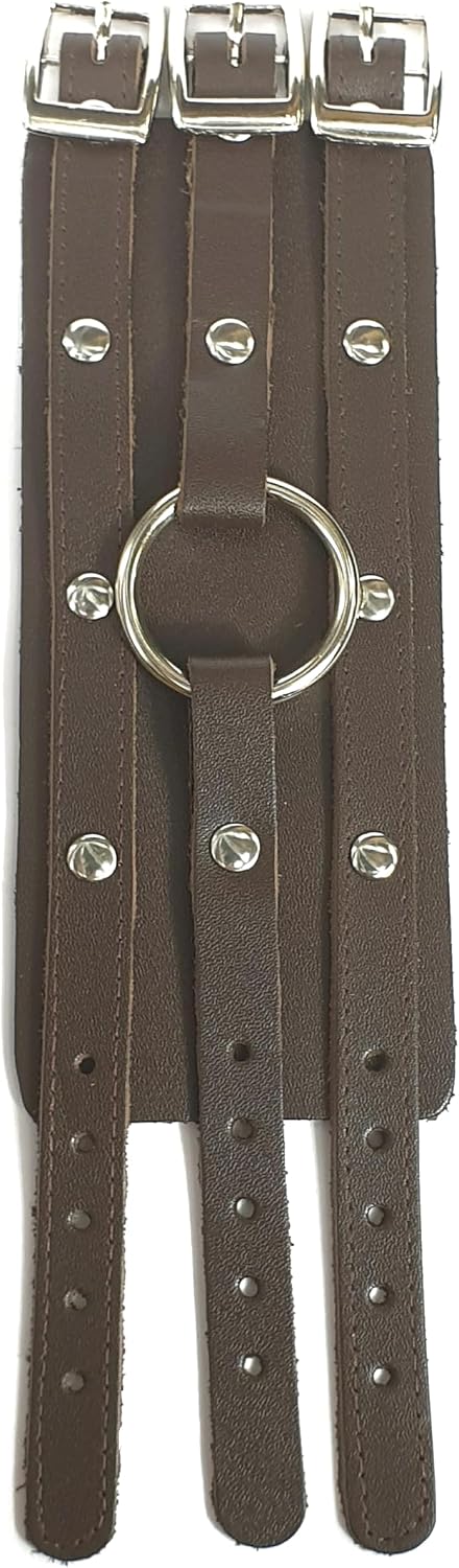 Leather Wide Triple Strap Cuff Wrap Gothic Wristband Buckle Fastening