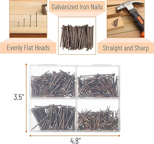 Miniatura 50 de Mr. Pen - Kit surtido de uñas, 600 unidades, 4 tamaños, plateadas, uñas pequeñas para colgar imágenes, uñas de acabado Plateado