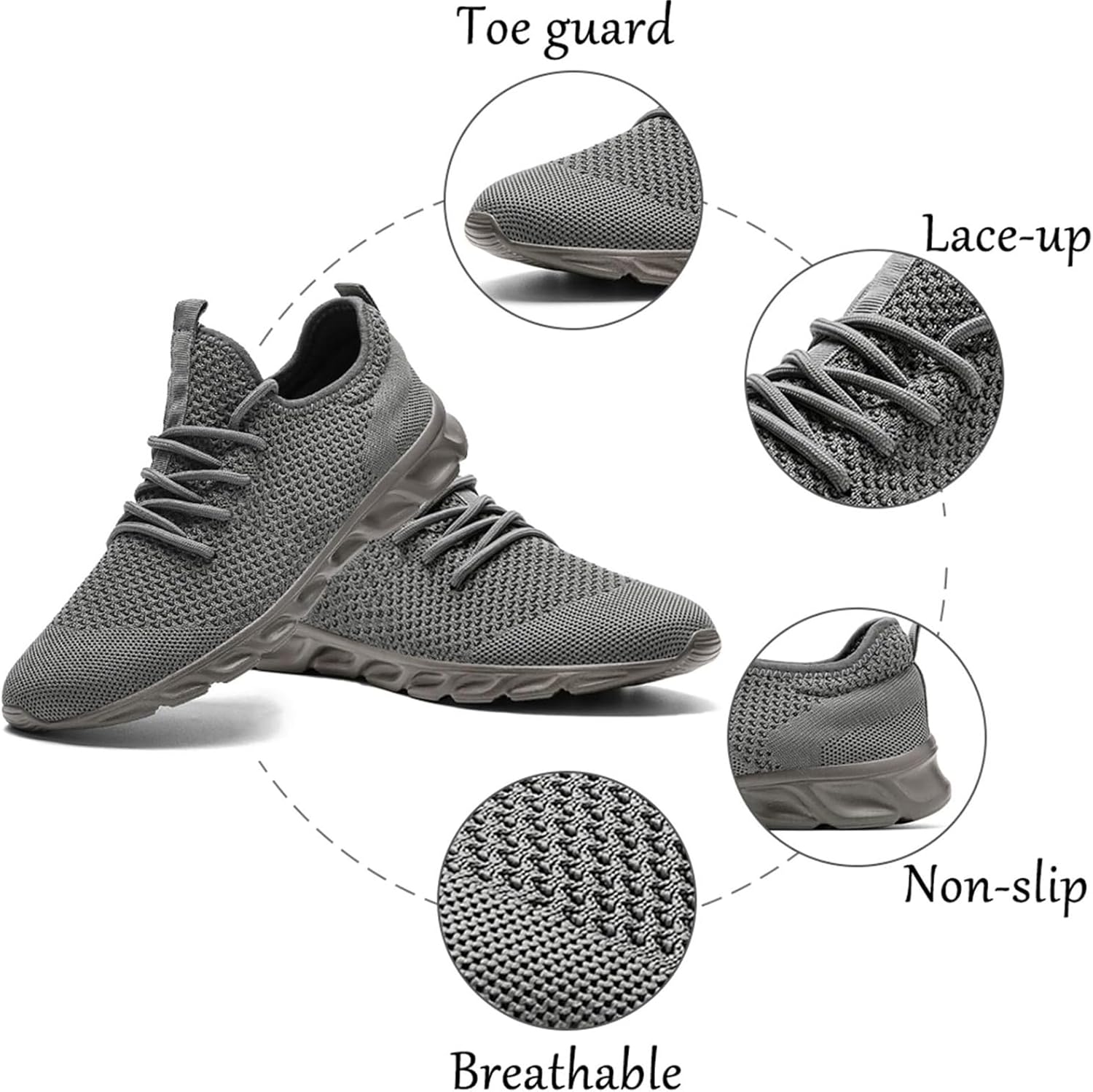 Damyuan Sneakers voor heren, comfortabele sportschoenen voor hardlopen, wandelen, gym, werk, lichtgewicht, casual en modieus, Een wit, 38 EU