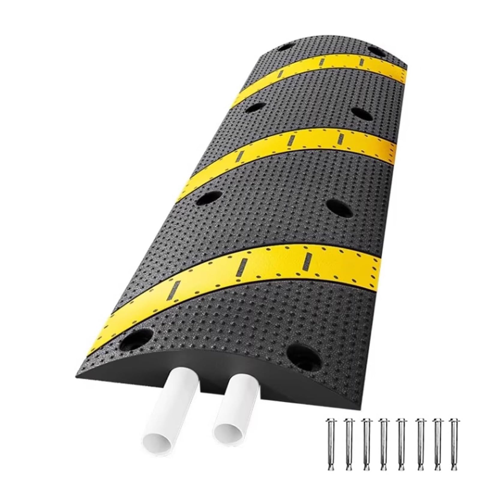 Rampe de protection de câble en caoutchouc à 2 canaux pour route, allée, garage, parking – 100 cm x 30 cm x 5 cm