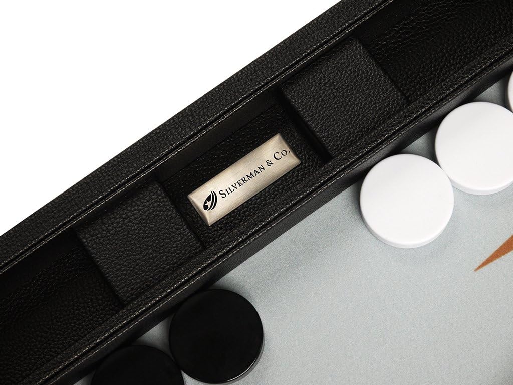 19-inch Premium Backgammon Set - Large Size - Black Board, White and Rum Points