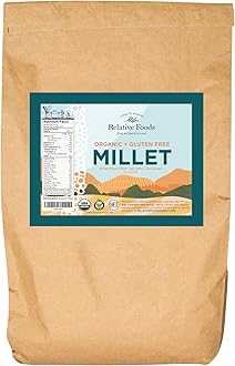 Whole Organic Hulled Millet Seed - 25lb Millet Organic Whole Grain Seed- Gluten-Free Grain for Porridge, Salads, Fruits - Non-GMO Packed w/proteins, fiber, & more