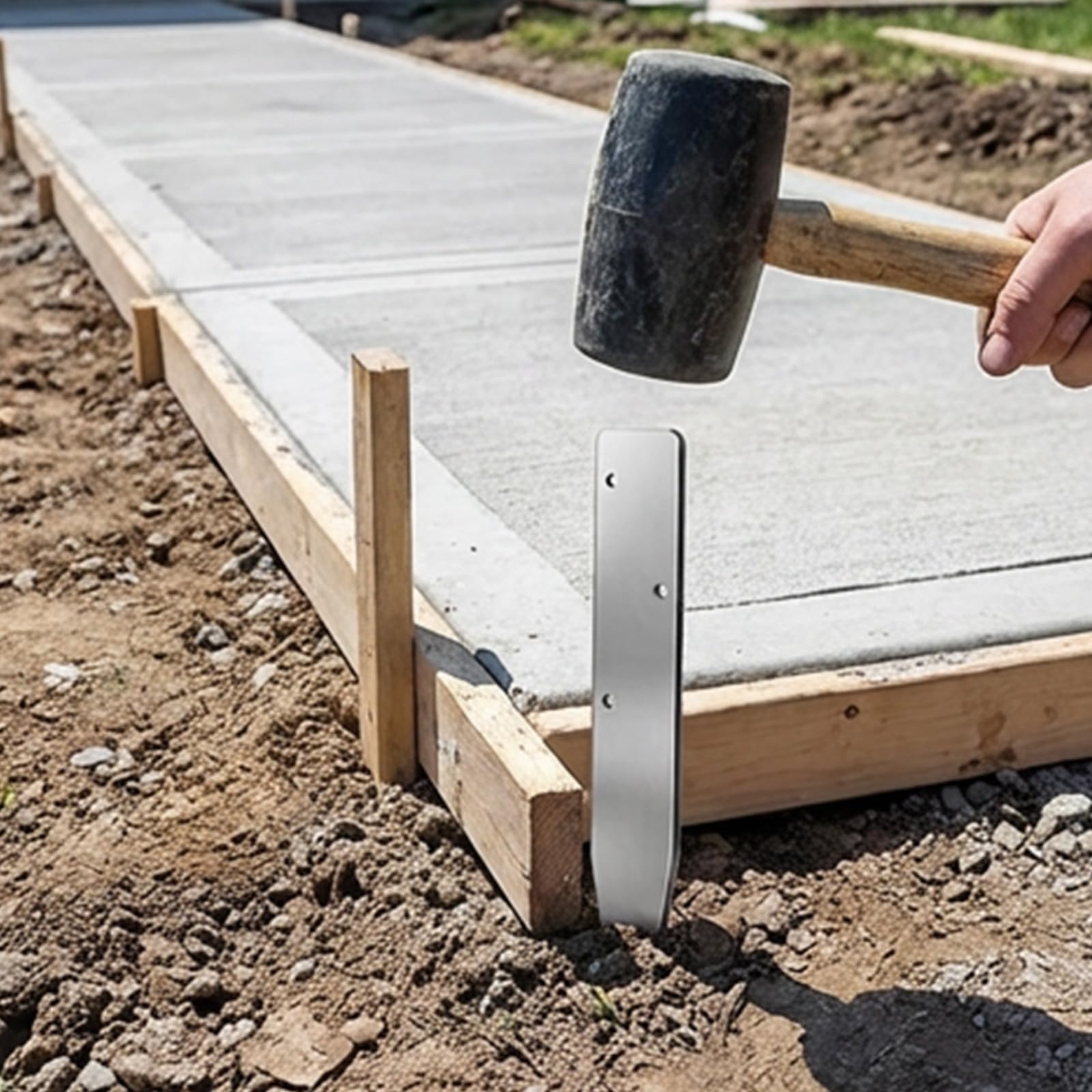 Wytrzymały stalowy słupek do formowania betonu z głowicą w kształcie litery V do projektów budowlanych i ogrodniczych. Wytrzymały metalowy palik z powłoką antykorozyjną i wstępnie