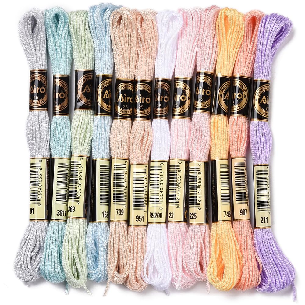 CABODYALS 12 Skeins 96M Variegated Embroidery Thread Embroidery Floss 6 Strands Macaron Friendship Bracelet String Cross Stitch Threads for Jewelry Making Bracelet Knitting Stitching Diy Supply — image 1