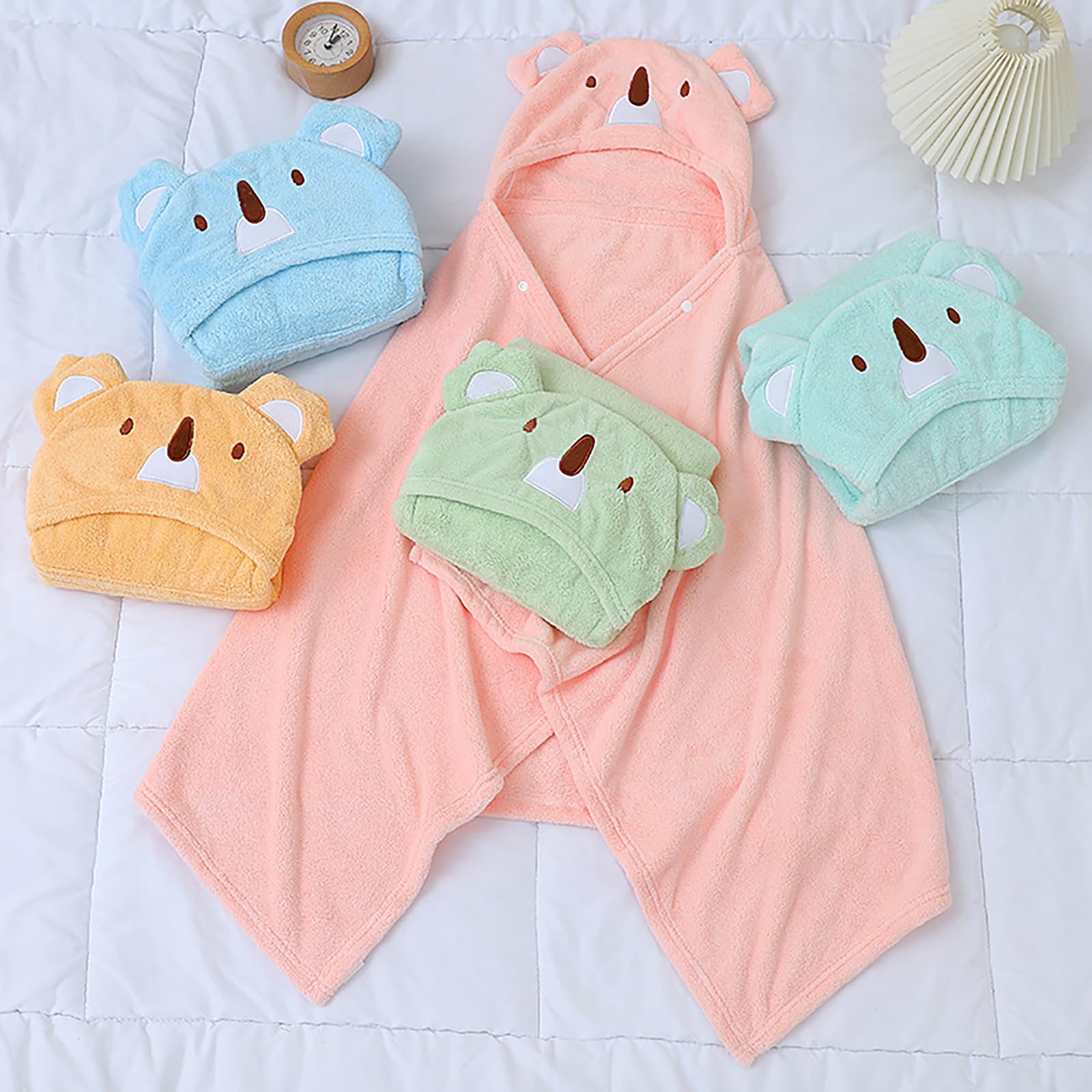 ROMASA Baby-Badehandtuch mit Kapuze, ultraweich und saugfähig, Kleinkinder-Bademantel, Neugeborenen-Decke, Duschgeschenke (rosa Koala)