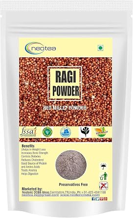 Neotea Ragi Powder 500 GM | Raggi Flour Finger Millet | All Natural | Vegan | Gluten Friendly | NON-GMO | Indian Origin
