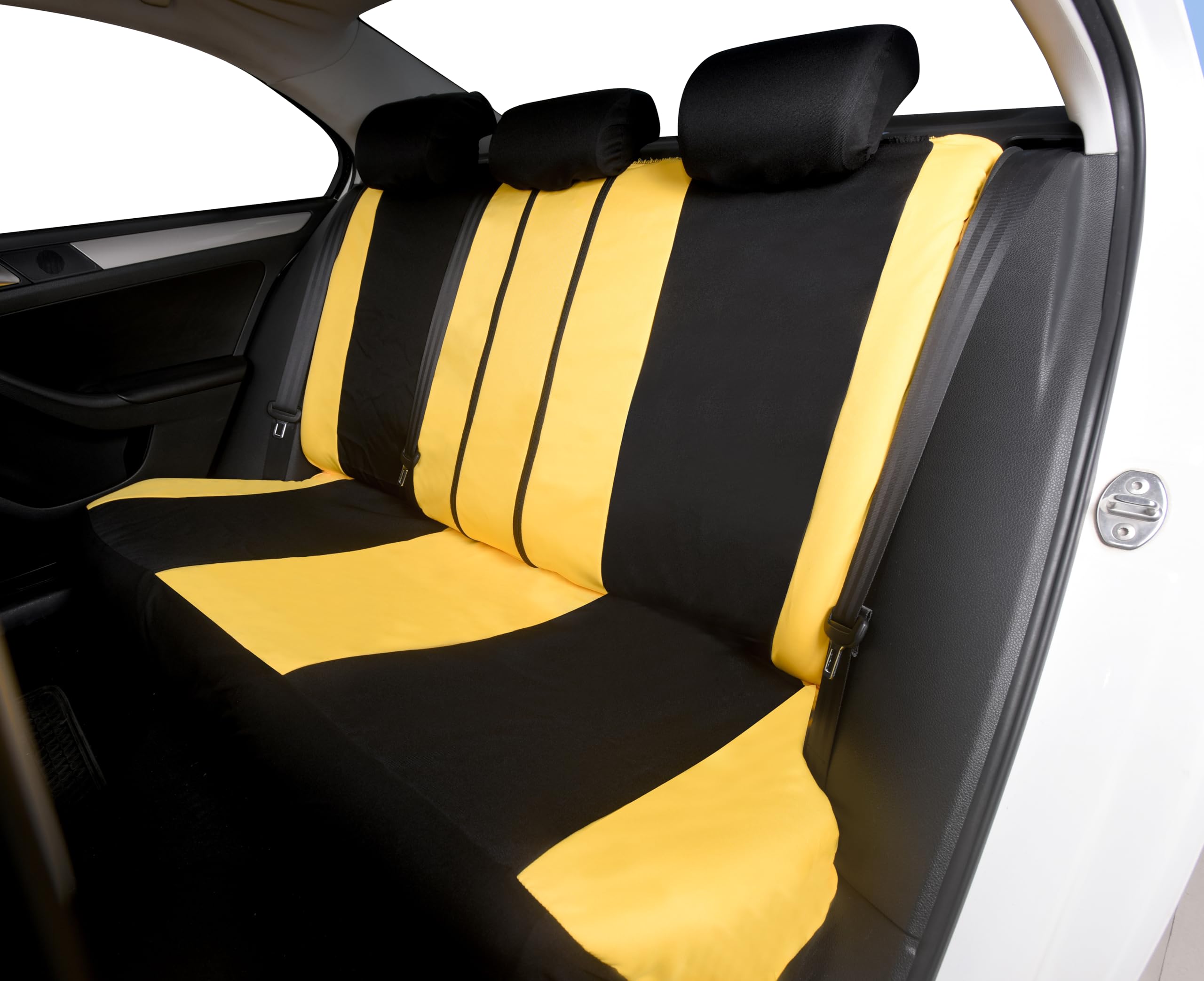 Rebeca Shop Coprisedili per auto universali - Racing LS01 - schienali posteriori con 2 zip - airbag compatibili, 210 Gabardine (Nero, Posteriori in tinta con anteriori)