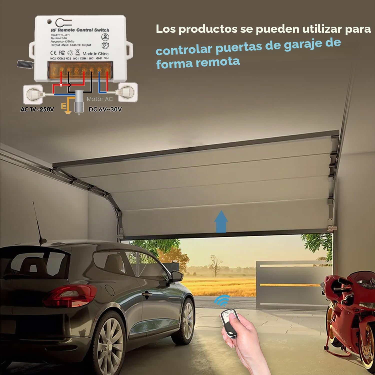 DieseRC Interruptor de mando a distancia de Relé Inalámbrico de 2 Canales 433MHz RF DC 5V 12V 24V 30V 10A Receptor de relé con 2 Control Remoto Transmisores, Terminal Grande Cableado Fácil