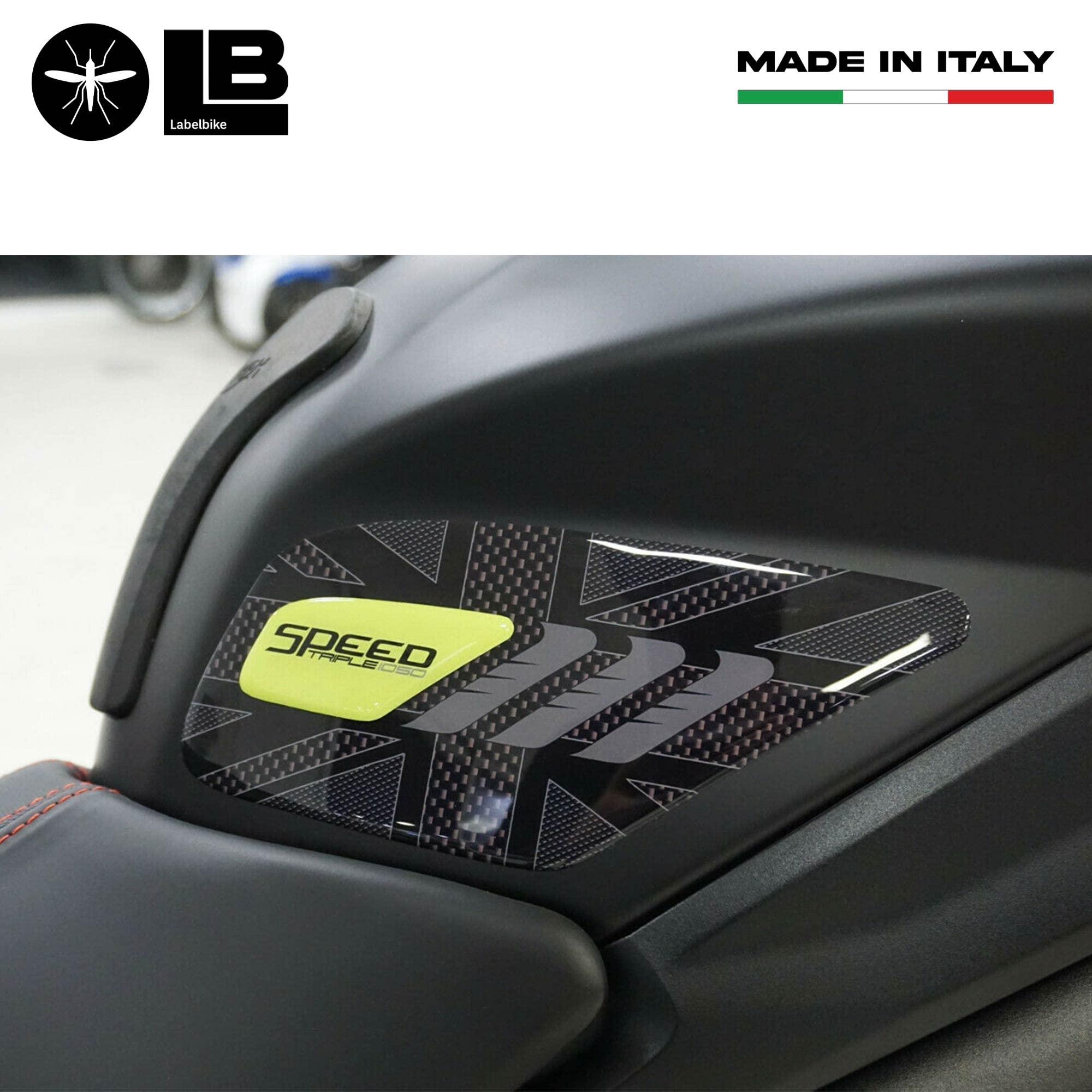 labelbike - Zestaw naklejek żelowych 3D na Zbiorniki Motocyklowe, kompatybilny z Triumph Speed Triple 2016-2020 żółty