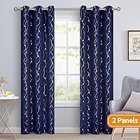 Vista 420 de BGment Room Darkening Curtains 95 Inches Long, Grommet Thermal Insulated Blackout Curtains with Wave Line and Dots Printed for Bedroom, 2 Panels