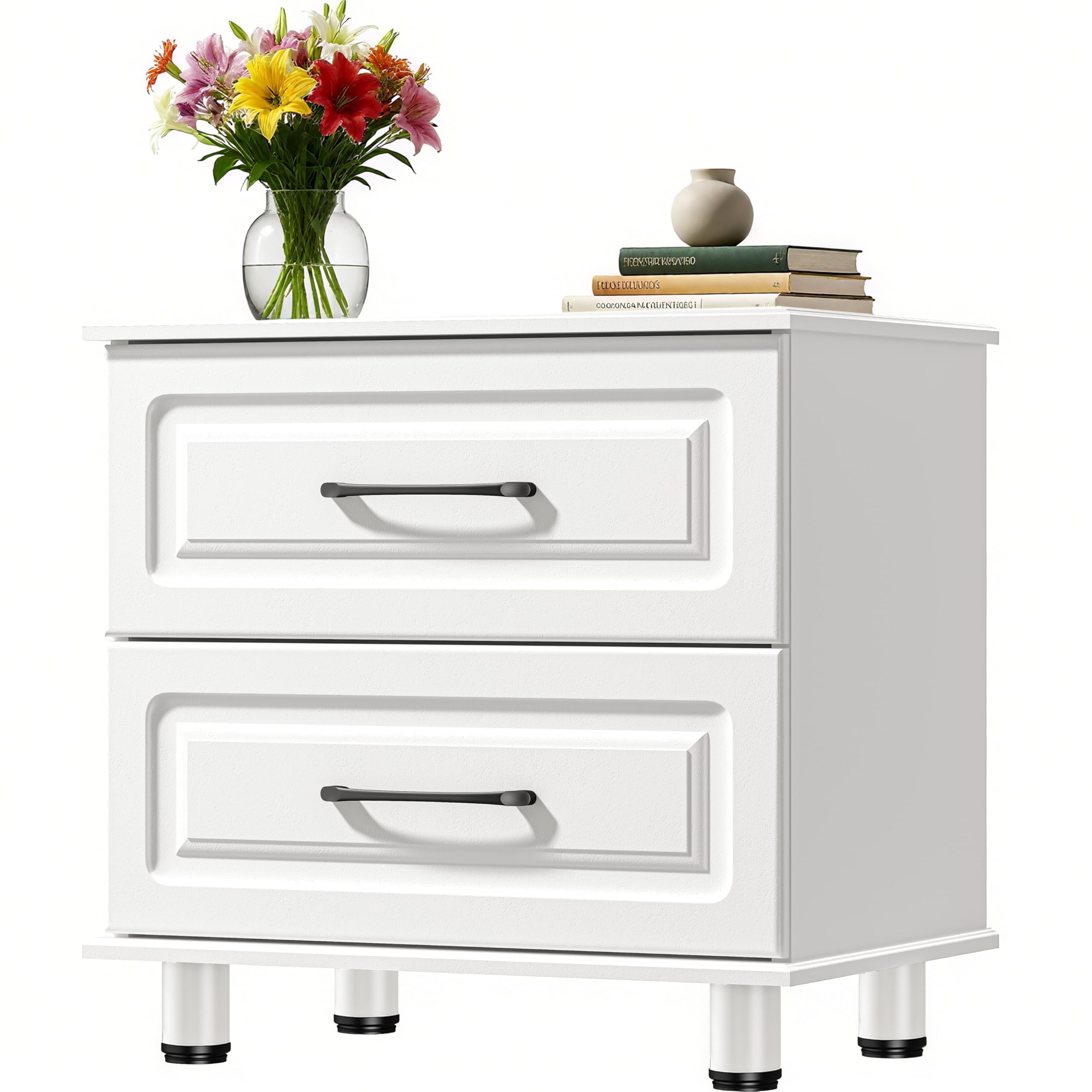 furtble White Mid Century Nightstand