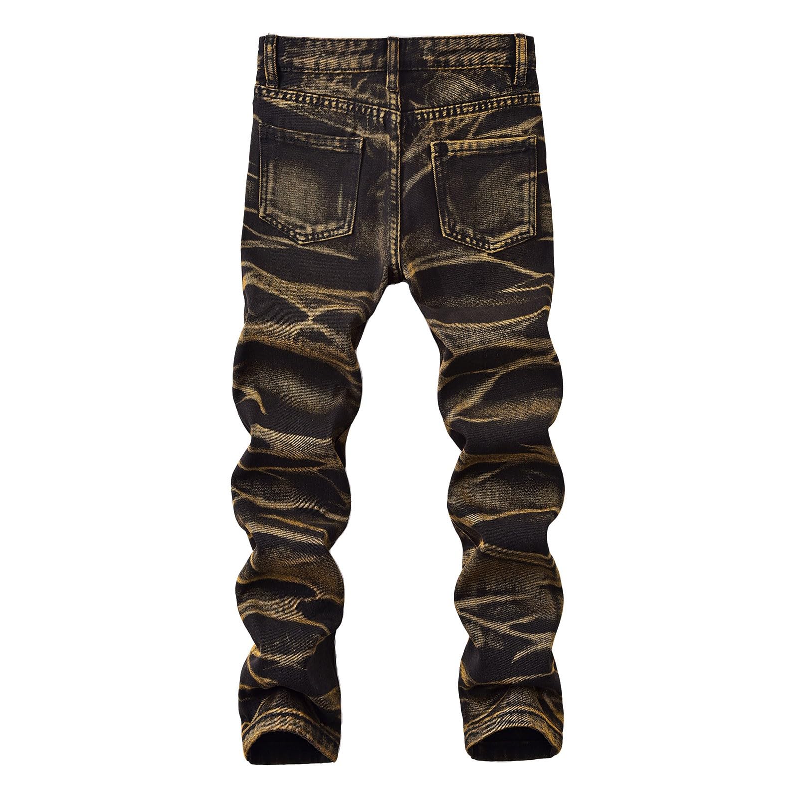 Generico Jeans Bambino 5-14 Anni Elasticizzati Regular Pantaloni Jeans Denim Ragazzo Elastico Vita Vintage Pantaloni da Lavoro Cargo Stretch Invernali Skater Streetwear con Tasconi