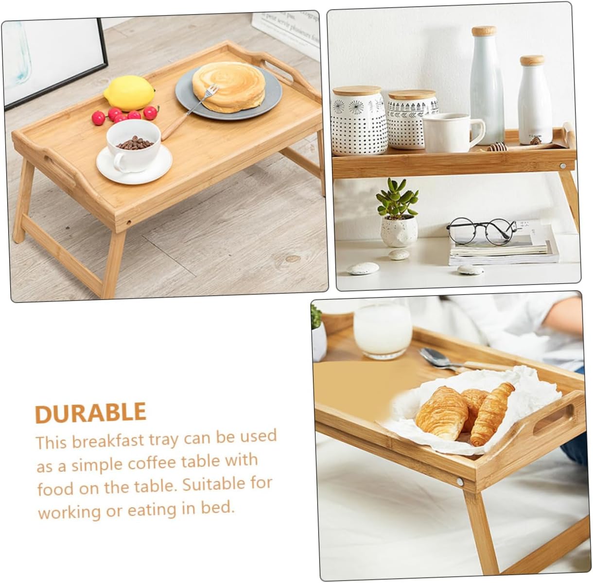 Ciieeo Convenient Foldable Laptop Desk Multi-Functional Bamboo Table Legs for Bed Sofa and Outdoor Use for Working Eating Reading and Gaming