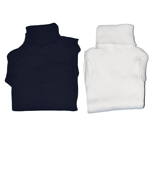 BellaCouture Baby Boys Girls Sweaters Knit Cable Turtleneck Soft Warm Toddler High Neck Twist Childrens Sweater Black White(Combo-Pack of 2)