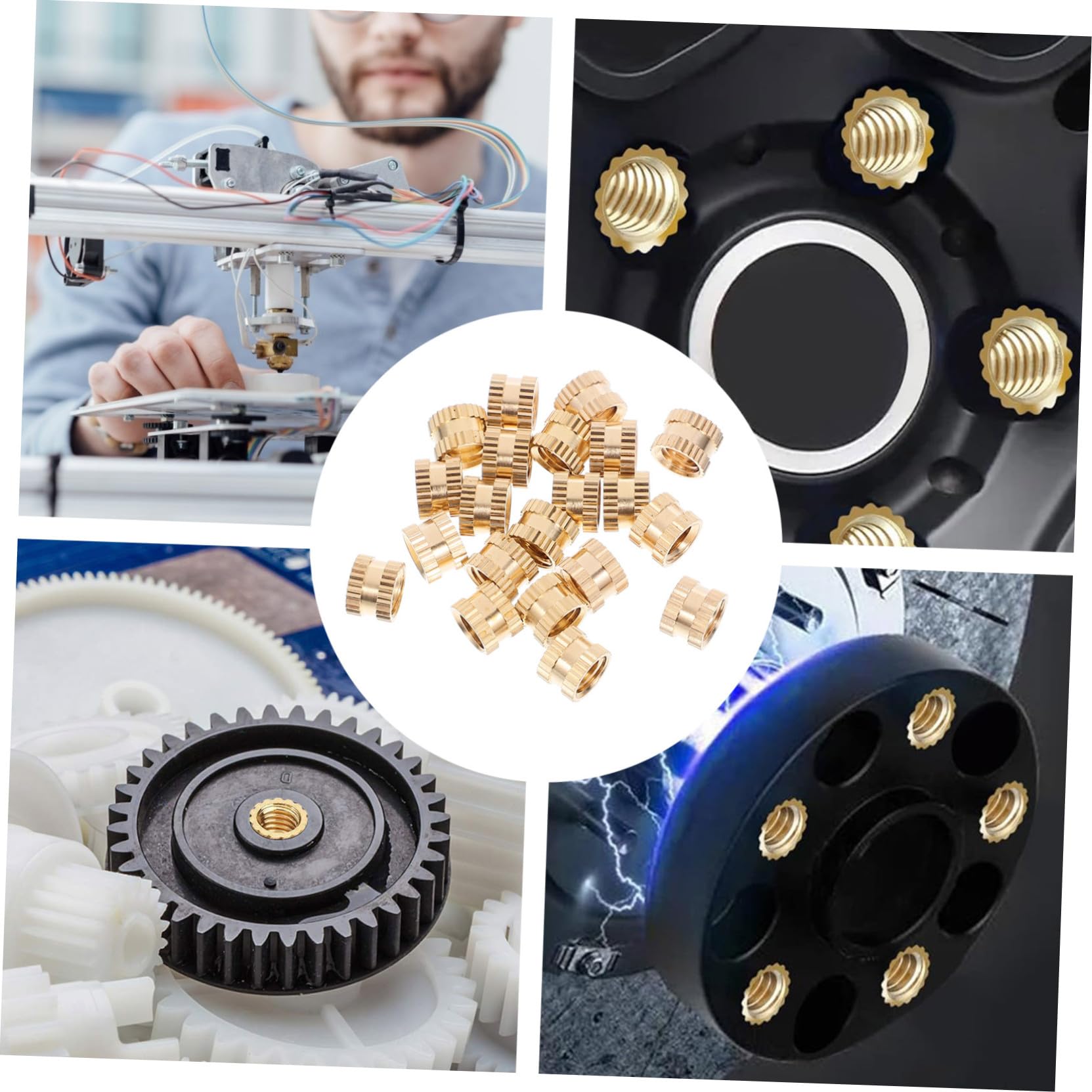 Yardenfun de Insertos Roscados Prácticas y Seguras 20 Piezas de Latón Dorado de 8x6 Mm, Tuercas de Empotrar Rosca Hembra para Uso Industrial