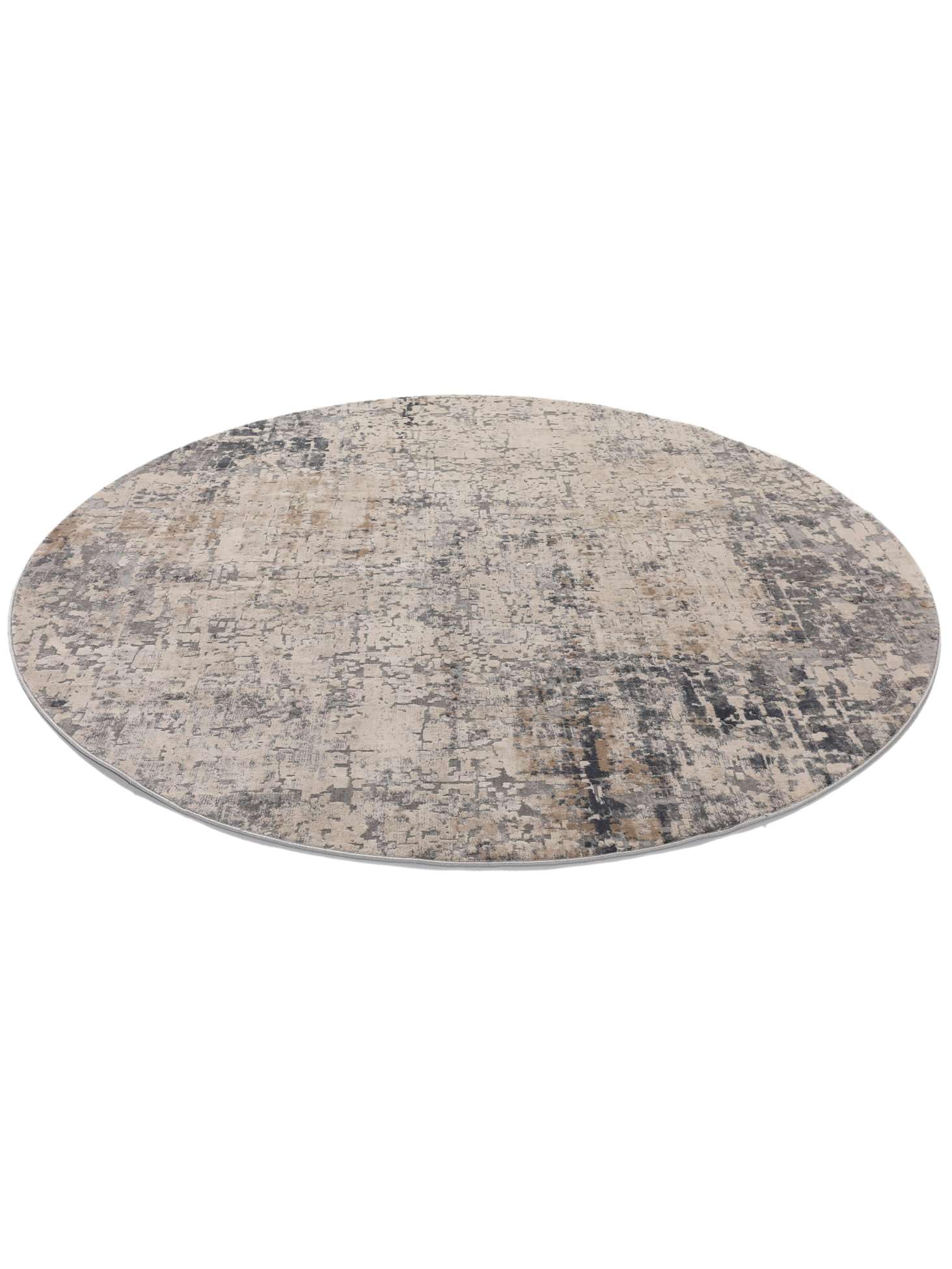 RugVista Atlas, Vloerkleed, Moderne vloerkleden, 150 cm, Rond, Middelpolig, Woonkamer, Eetkamer, Slaapkamer, Hal, Alleen chemisch reinigen, oeko_tex_100, Grijs/Beige