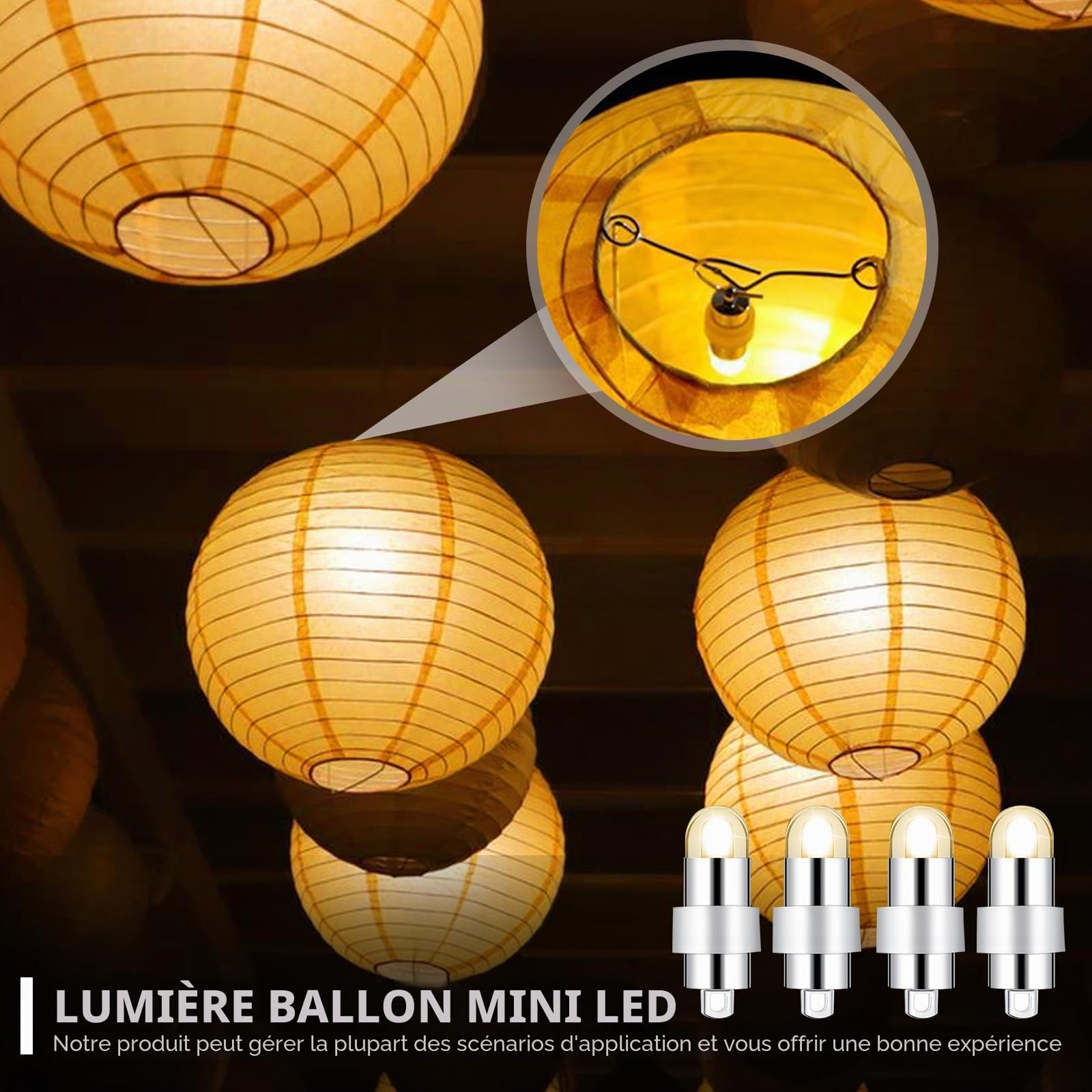 HOSPAOP Lot de 40 mini guirlandes lumineuses LED étanches pour lanternes en papier, lanternes en papier, mariage, fête, blanc chaud