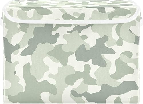 Contenedores de almacenamiento de camuflaje con tapas para organizar, organizadores de armario plegables y almacenamiento con tapa abatible y asas