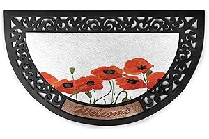 Ambesonne Poppy Flower Efflorescing Meadow in The Backwoods Vibrant Blossoms Doormat