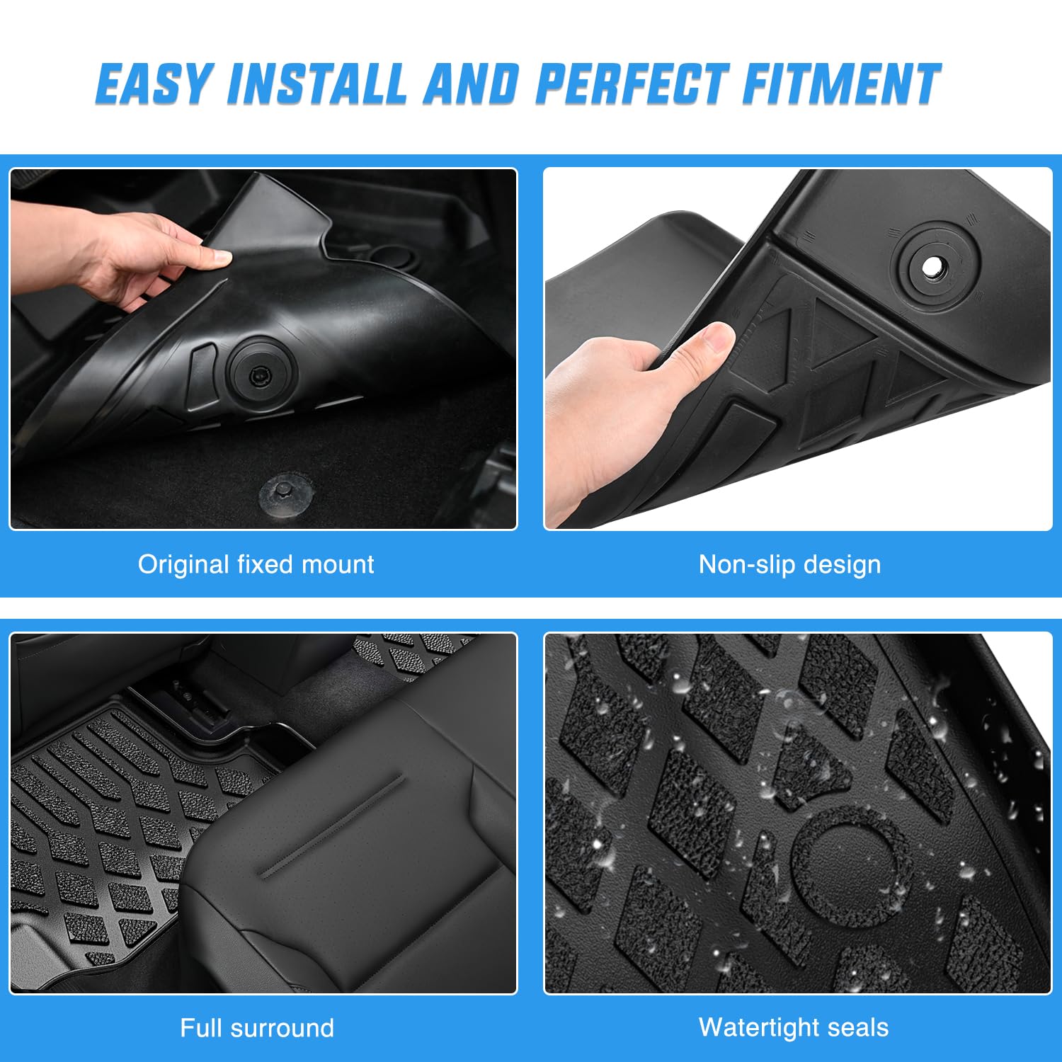 Nilight TPE Floor Mats Cargo Mats Set for Tesla Model Y Juniper 2025 2026 All Weather Custom Fit — view 4