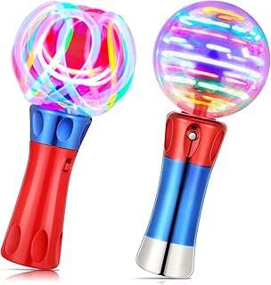 2 Pieces Light Toys Spinner Wand Sensory Toys Light Wand Light Toy Light Spinner Magic Ball Light Wand Glow LED Wand for Little Teens Game Party Favors (Classic Style)