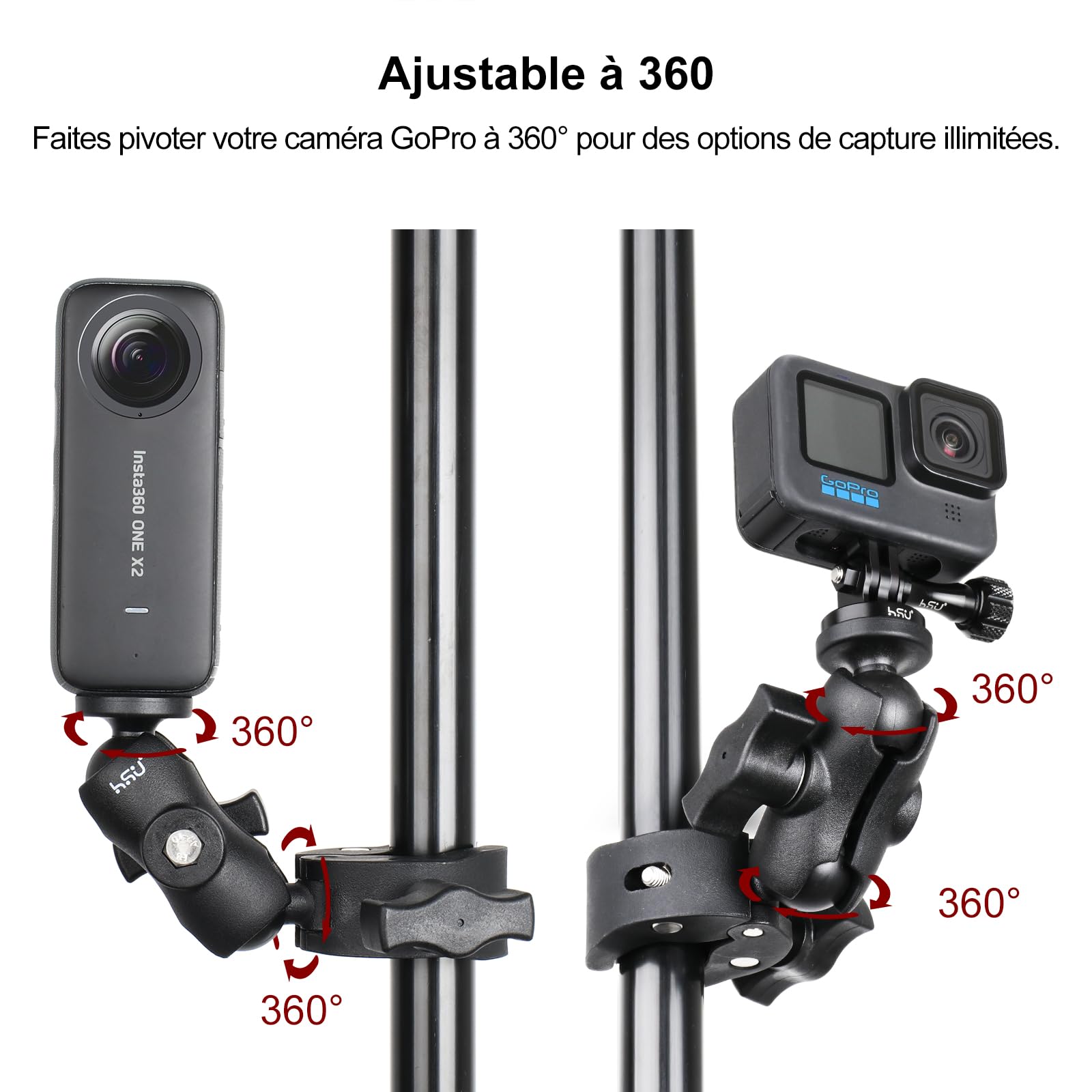Ensemble 1 - support de guidon pour caméra de moto, pour Insta360 One