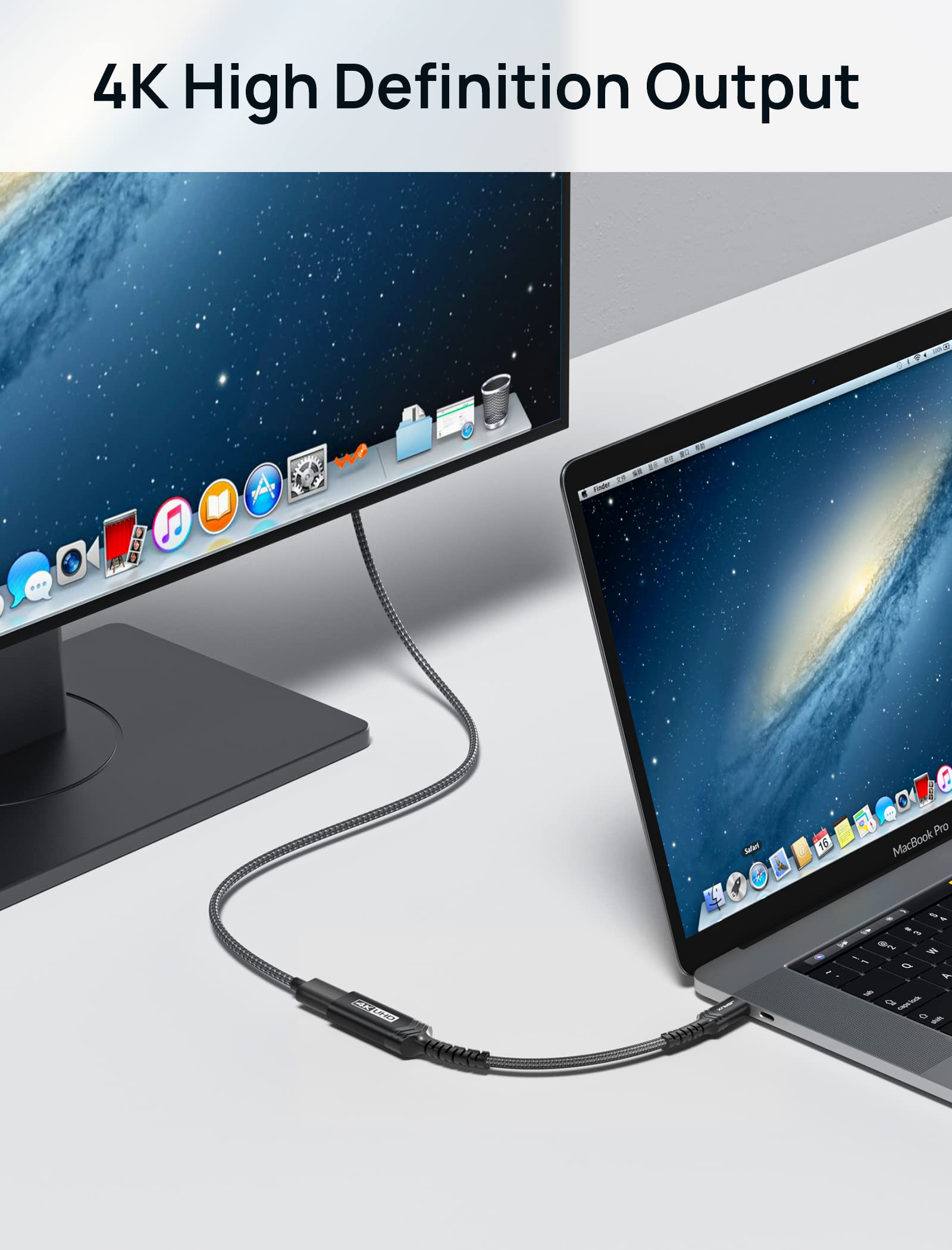 Adaptateur USB-C Vers HDMI 4K - Compatible Thunderbolt 3 Pour IPhone 16/15 Pro, MacBook, Samsung Galaxy