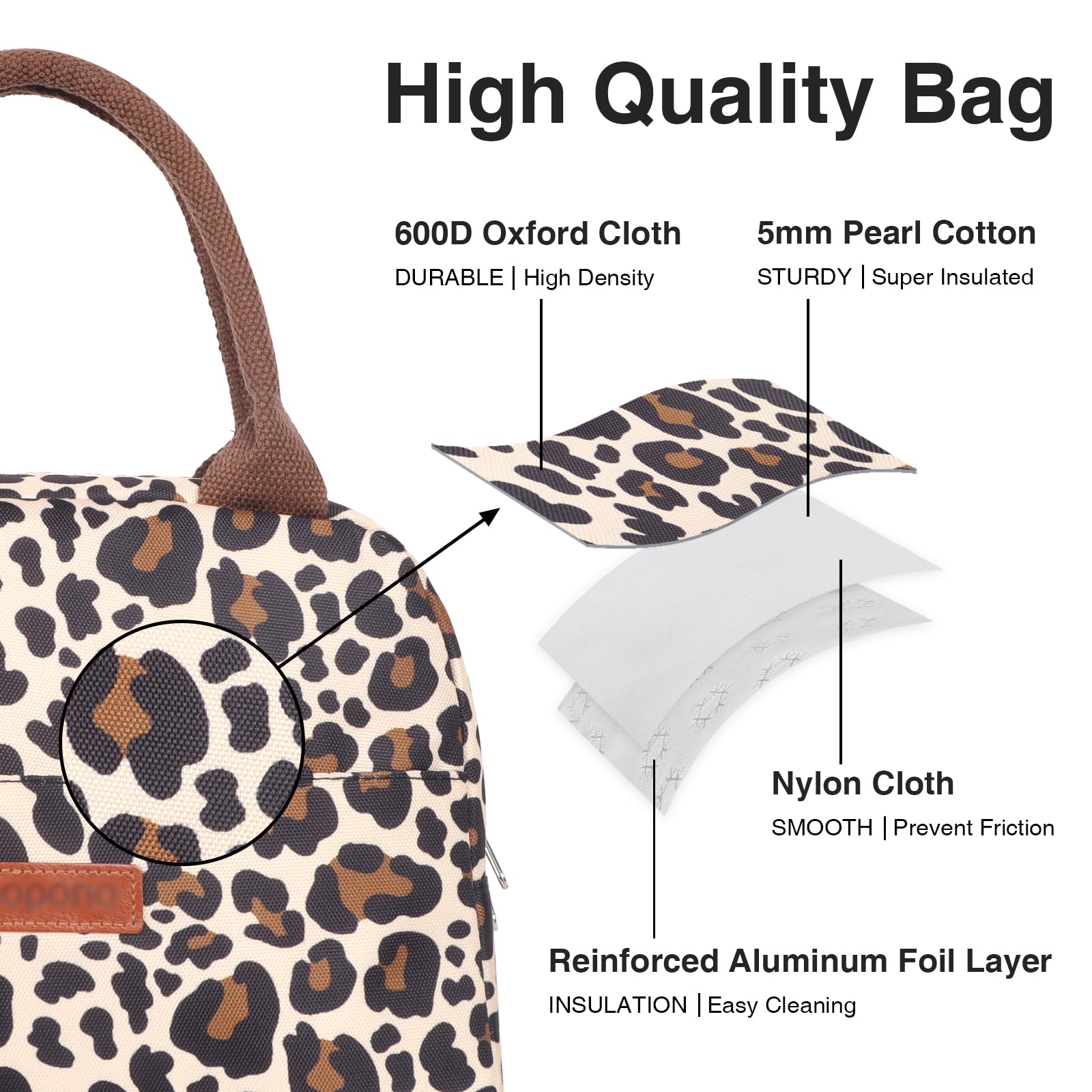 Minicoco Insulated Lunch Bag With Front Pocket, Portable Thermal Leak-Proof Cool Bag for Women Men, Adults, Girls, Children - Image 4