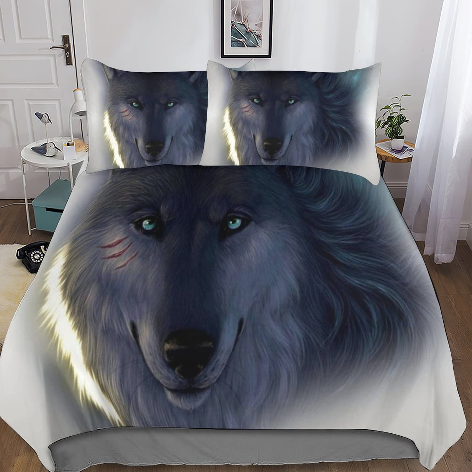 Housse de couette loup 3D pour transformer la chambre enfant en univers sauvage 200x200
