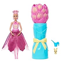 Barbie Flower Reveal – Tulipano Rosa, bambola profumata con abito floreale e bouquet a sorpresa, coniglietto e accessori come collana, orecchini e annaffiatoio inclusi, 3+ anni, JMF57