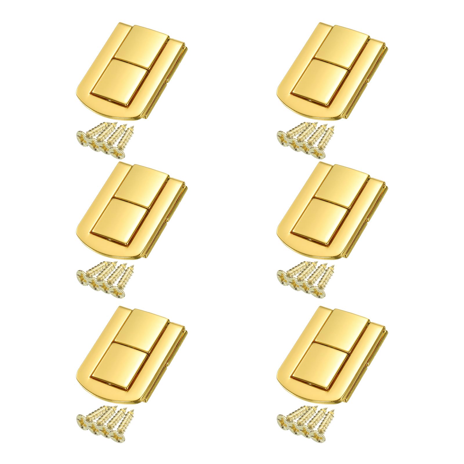 Mini loquet à bascule uxcell en or vif pour boîte à bijoux avec vis de montage - Lot de 6