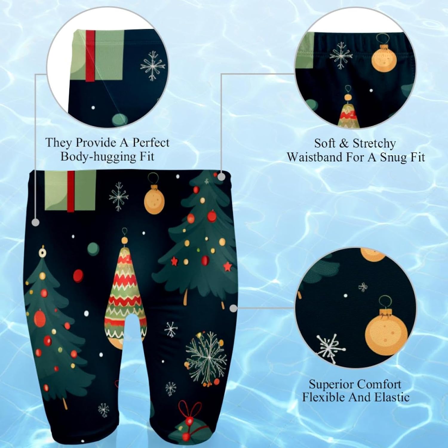 Christmas Trees Jammers for Men, Size S to 3XL Swim Jammer Swimsuit for Practice and Competition Swimming