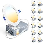 Ensenior 12 Pack 4 Inch LED Recessed Ceiling Light, Dimmable, 2700K-5000K 5CCT, 750LM 9W 120V, High Brightness Canless Wafer Downlight - ETL&FCC&IC